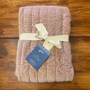 Pier 1 Imports Euro Sham Mauve Pink Velvet Quilted Pillow Cover 26x26 New NWT‎